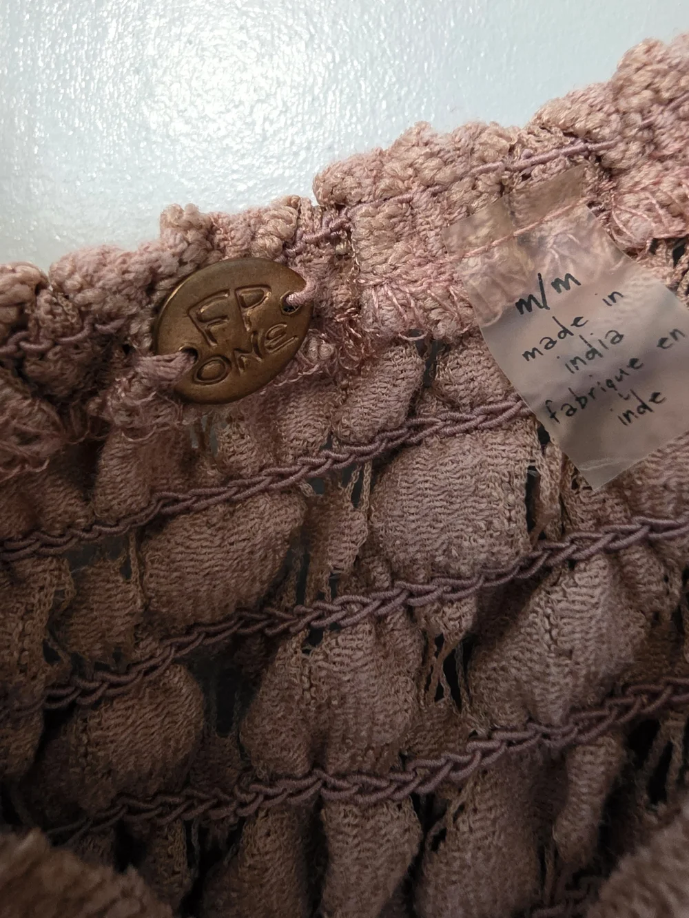 Free People Rose Mauve Lace-Top Mini Dress